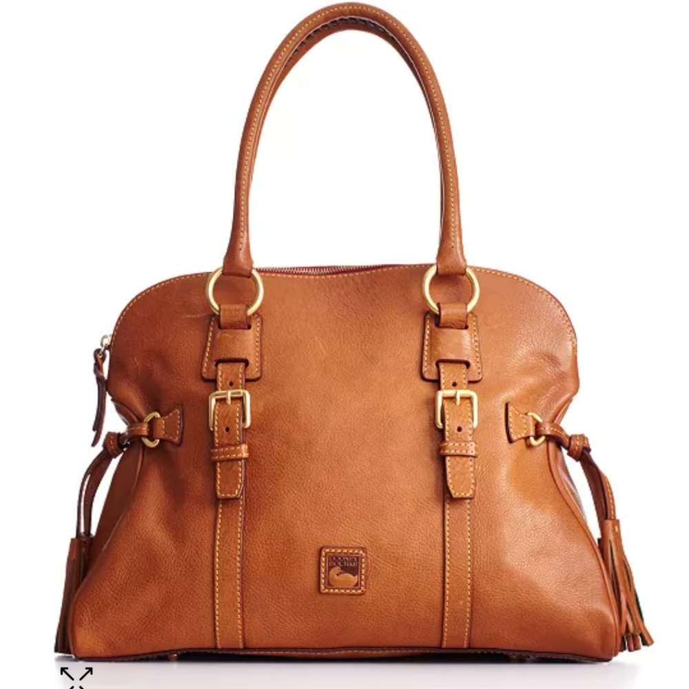 Dooney & Bourke Domed Buckle Brown Satchel with Gold Hardware